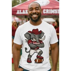 Crimson Charge Alabama Elephant White Shirt
